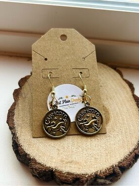 Capricorn Zodiac Dangle Earrings Gold Bronze Astrology Charm Double Sided